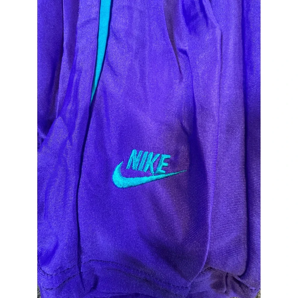 Vintage Nike Purple Teal High Waisted Leggings Womens Large 90s Athletic Tights